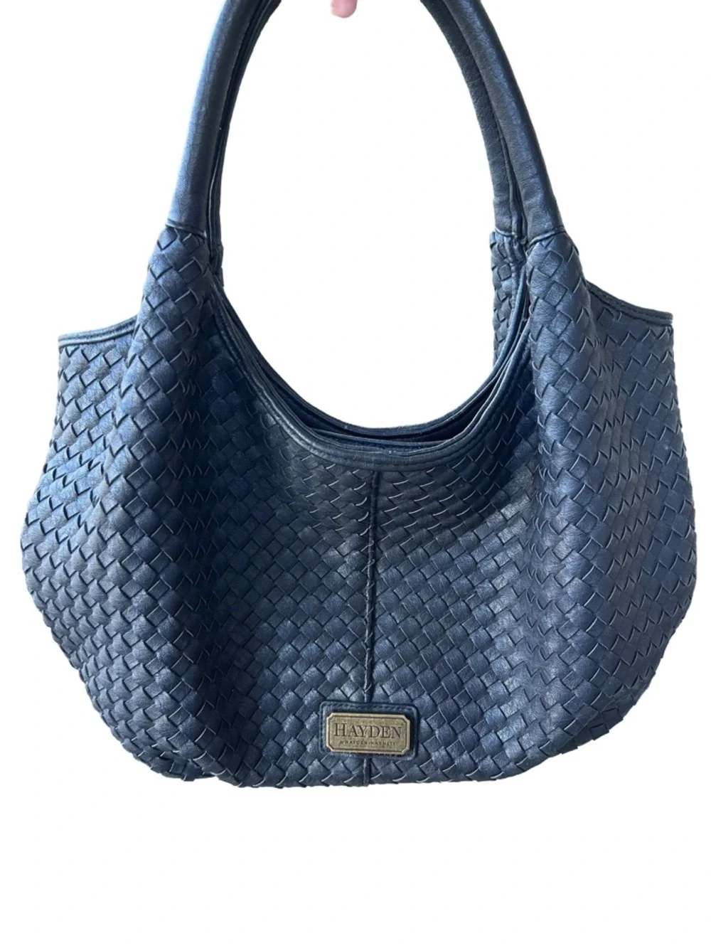 Hayden by Hayden Harnett Woven Basket Weave Hobo Bag in Dark Blue
